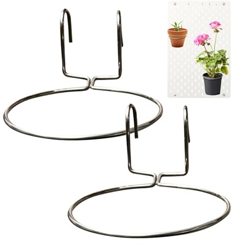 Générique Lot de 2 Anneaux pour Pots de Fleurs Muraux, Sans Perçage Supports en Acier Inoxydable, Porte-Pots Intérieur Extérieur