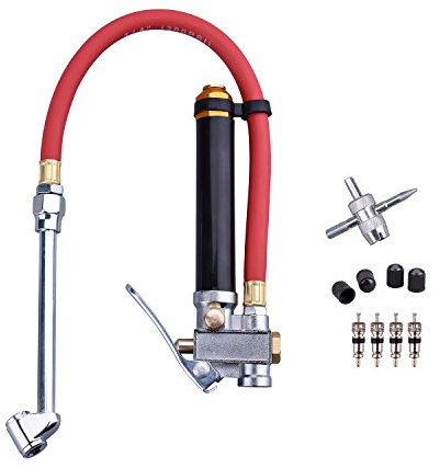 WYNNsky Reifenfüller mit Doppelkopf-Messgerät mit 30,5 cm Luftschlauch, Reifendruckprüfer mit Aufbewahrungskoffer