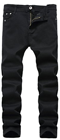 Boy's Black Skinny Fit Stretch Slim Straight Fashion Jeans Pants,Black,16 Slim