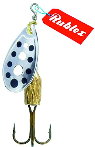 Rublex - Pack de 5 Cucharillas de Pesca C-Turbo-2 APN | Cebo Artificial de Pesca con Sistema de Clip y Acción de Giro Mejorado, Plata Puntos Negros, 3'5gr