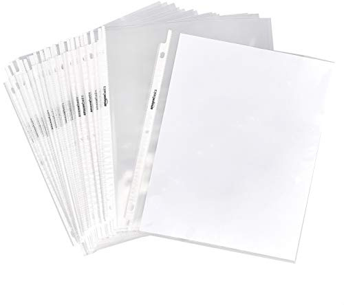 Amazon Basics Sheet Protectors for 3 Ring Binder, Heavyweight, Acid-Free, Top Loading, Polypropylene, 8.5 x 11 Inch, 500-Pack, Clear