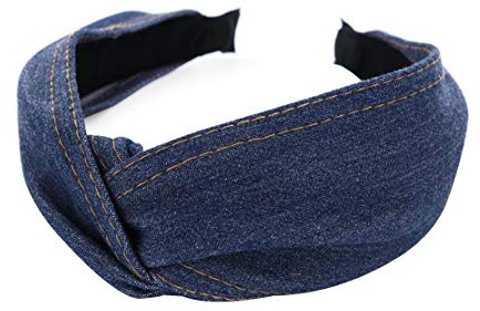 axy Breiter Haarreif mit raffinierten Knoten und Jeans Stoff - Vintage-Wunderschön Stirnband Haarschmuck Damen Haarreifen HR34b Jeansoptik (Jeansoptik)