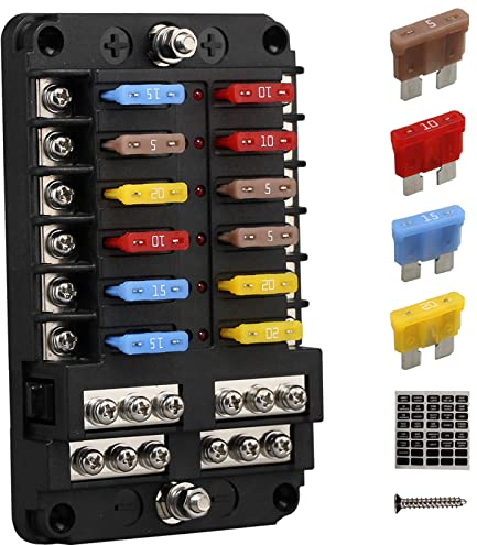 Portafusibili 12v Scatola Porta Fusibili: ENDARK Portafusibile Auto Lama Supporto Fusibile Pannello | 12 Vie Quadro Fusibiliera Distributore Corrente con LED per Barca | Moto | Trattori | Camper