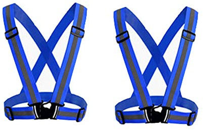 HYCOPROT Gilet de sécurité réfléchissant pour adultes / enfants, veste de gilet de travail réglable haute visibilité, équipement de sport haute visibilité pour le jogging, pack de 2 (Bleu)