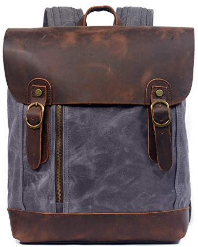 GAOHONGMEI Unisex Baumwolle Canvas Rucksack Leder Reise Laptop Rucksack Wandern Daypack Seesack Outdoor Reisetasche große Kapazität Bag-02#