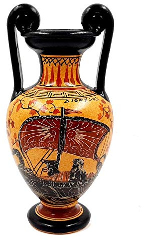 Griechische Amphore, 24 cm, Keramik, Gott Dionysos, Achilles mit Pithia