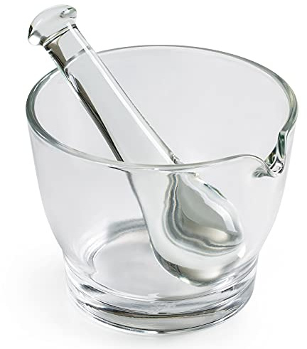 Ultrassist Mortero de vidrio y tazón de pilón, molinillo de medicina y mezclador para laboratorio de farmacia o ciencia (16 oz)