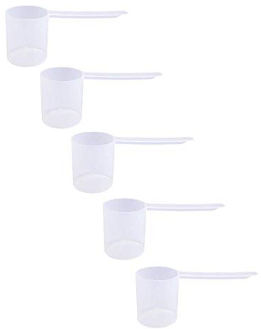 Cuchara medidora de plástico, (80 cc | 4.73 cucharadas | 2.3 onzas | 80 ml) cucharas de mango largo para polvos y gránulos, café, alimentos para mascotas, granos, proteínas, especias y otros productos