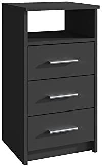 MATKAM Schubladenkommode 3SO in klassischer Optik, H75 x B40 x 35 cm, mit 3 Schubladen und einem offenen Ablagefach, Führungsschienen aus Metall, in verschiedenen Ausführungen erhältlich (Schwarz)