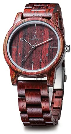 LeeEv Wooden Watches Uwood Series 40 mm Unisex Natural Handmade Wood Watch with Gift Box & Band Adjustable