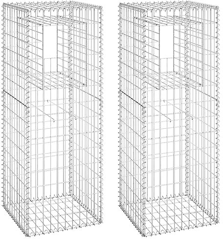 Poteaux à panier de gabion 2 pcs 50x50x140 cm Fer