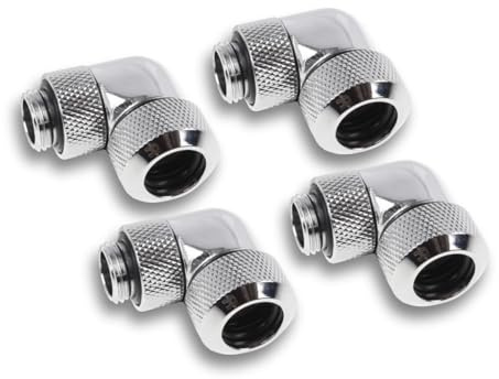 Alphacool Eiszapfen 13mm HardTube Compression Fitting 90° drehbar G1/4 für Acryl/Brass Tubes - 4 Stück Set Chrom