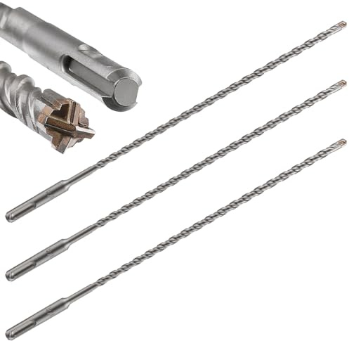 Wensilon Betonbohrer, Verlängerung, 3 Stück, 0,6 cm x 30,5 cm - 25,4 cm, Kreuz-Typ, Doppelgewinde, Hartmetall-Material, geeignet für Ziegel, Zementwände, Stein, extra lange Hammerbohrer