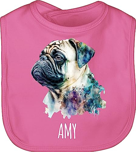 Baby Lätzchen - Hunde - Mops - Hundebesitzern Geschenk - Unisize - Pink - hundebesitzer hund hundemotiv hunden hundemotiven hundemotive hunde. dog hundespruch hundeliebe dog, hundemotiven.