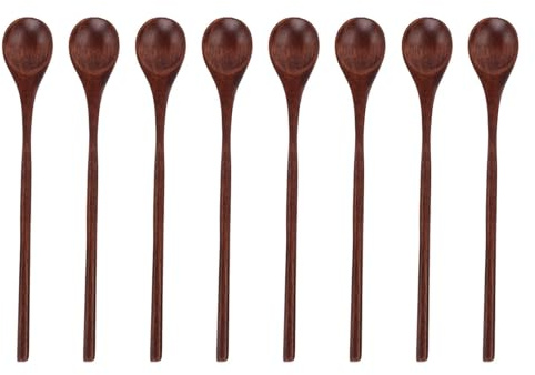 Hztyyier Set di Cucchiai di Legno Cucchiaini da tè Cucchiaio da caffè Manico Lungo Stoviglie per Kit per Mescolare i Vassoi Other Collectibles