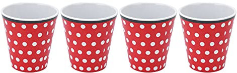 Otufan 4 Pièces Tasse à Thé En Mélamine 260 Ml/8,7 Oz Tasse En Mélamine à Points Rouges Tasse à Boisson En Porcelaine Imitation Adaptée Aux Cadeaux De Restaurant De Fête à la Maison