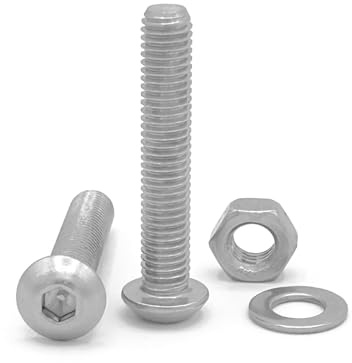 NOLDAR | Linsenkopfschrauben mit Innensechskant. Edelstahl AISI 304 (A2). Set 20 Schrauben mit 20 Muttern und 20 Unterlegscheiben (60 Stück). Flachrundkopfschrauben ISO 7380 Vollgewinde. (M8 x 60mm)
