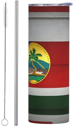 MDATT Bicchiere da caffè americano con bandiera delle Hawaii, con coperchio e cannuccia, isolamento a doppia parete, riutilizzabile, mantiene le bevande calde e fredde