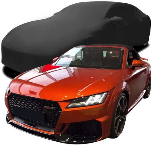 LOLUZ Auto Abdeckung für 2023 Audi TT RS Roadster, Indoor Schutz Elastisch Atmungsaktiv Staubschutz Weich Stretch Stoff Autoabdeckung,Black