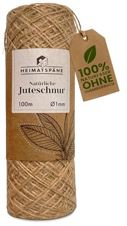 Heimatspäne Juteschnur 100m – Reißfestes Naturgarn für Basteln, Garten und als stabile Paketschnur