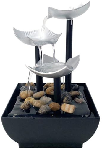 Muteitt Water Fountain with Light, Zen Meditation Waterfall Fountain Home Decor, River Flowing Water Landscape for Bedroom Living Room