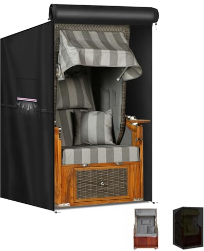 LAMUNI Copertura per Sedia da Spiaggia Impermeabile, 420D Tessuto Oxford Copertura per Poltrona da Spiaggia, Antivento, Anti-UV Telo Protettivo per Sedia da Spiaggia Esterno, 100x90x155/140cm