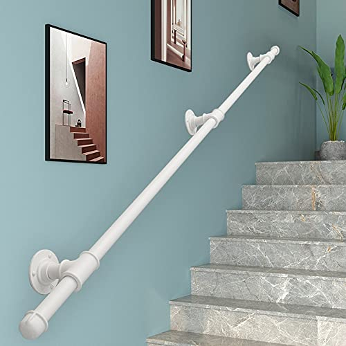 handlauf Edelstahl aussen Haltegriff für den Außenbereich weiß 80 cm 100 cm 120 cm 150 cm 180 cm 200 cm 250 cm 300 cm | Treppenhandlauf Treppengeländer-Stützset Sicherheitshandlauf mit Wandh