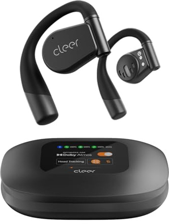 Cleer ARC 3 Open Ear Headphones - Dolby Audio, Snapdragon Sound True Wireless Earbuds, 50Hr Battery, Bluetooth 5.4, IPX 7, Multi-Point, Smart Controls, Wireless Charging Smart Case, Comfort Fit, Black