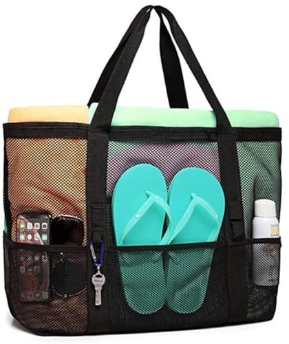 Anicy Strandtasche Badetasche xxl Familie Camping - Damen Strandtasche mit Reißverschluss Badetasche Groß, Beach Bag Tote Bag für Strand, Pool, Fitnessstudio
