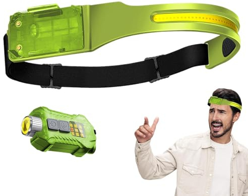 Lampada frontale a LED, fascio largo 230 gradi, con sensore di movimento, impermeabile, con torcia laterale, accessori da campeggio per esterni