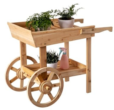 XXZHANG Potting Bench Table，Outdoor Potting Bench Table, Movable Cart Wooden Gardening Table ，w/Storage Shelf Flower Pot Bench for Garden, Patio, Greenhouse