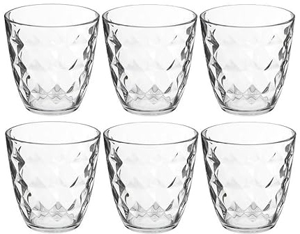 Lots De 6 Gobelets En Verres 25 Cl | Verres à Eau Décorés | Fabrication Française | Empilables | Tous Usages (Diamants)