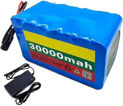 Batería E-Bike 24V 24V 30Ah 7S4P Bicicleta Eléctrica Batería de Ion Litio para 150W 200W 350W 400W 500W Motor Bicicleta Eléctrica Scooter con 20A BMS y Cargador 24V 30Ah,T