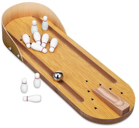 Anneome Kleiner Bowling Spielset Kompakt und Tragbar Tischbowling für Kinder und Erwachsene Indoor Bowling Spiel für Zuhause und Party