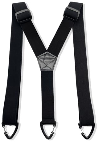 Hidden Braces for Men Trousers, Mens Braces for Trousers with Strong Clips，Y Shaped Adjustable Brace/Suspender with 3 Sturdy Snap Loop (1.54 Wide) (Black)