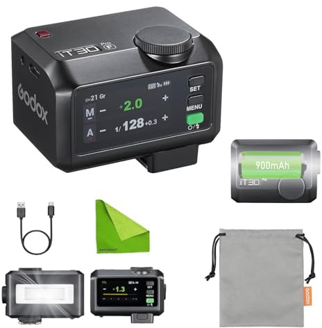 Godox iT30Pro F TTL Mini Camera Flash, iT30 Pro F for Fujifilm, 2.4G HSS 1/8000s, 2.8 Touchscreen & Dial, Compatible with X100VI,X100V,X-T5,X-T4,X-S20,X-E4,XM5,X-T30 II,X-Pro3(Black)