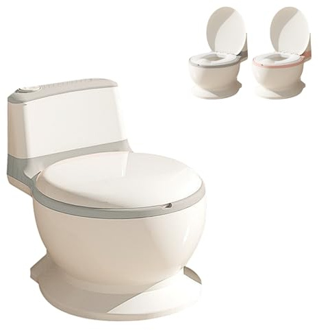 XUANYU Bebe Realistische WC-Toilette, Geräusche, Spülung, Toilettentopf, für Sauberkeit, Kinder-Töpfchen mit Jagdgeräuschen, abnehmbarer Becken, bequemer Sitz und einfache Reinigung (grau)