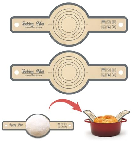 pclapora 2 Pezzi Tappetino da Forno Olandese in Silicone, Tappetino da Forno per Pane, con Manico Lungo Teglie Riutilizzabili Strumento di Cottura Resistente al Calore, per Cucina di Casa