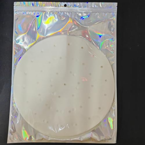 COCPZ&ZL 200 Stück 11 Zoll Dim Sum Papier als Unterlage für Bambusdämpfer, 28cm Dampfgarer Air Fryer Airfryer Liner, antihaftbeschichtet, rundes Backpapier Perforiertes Bambus Papier