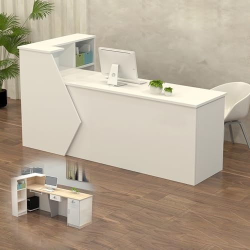 Empfangstheke Rezeptionstheke Verkaufstresen aus Holz mit Stauraum – 100–300 cm Langer Kassentisch Theke für Büro Praxis Friseursalon Kosmetikstudio Laden Empfangsbereich Beratung