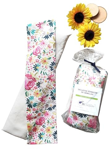 Saco de Semillas para Microondas 45x14 cm –Saquito Térmico Cervical con Lavanda– Bolsa Térmica de Calor y Frío – Saco Térmico para Microondas -Almohadilla Térmica Menstrual - Saco Microondas (FLORES)