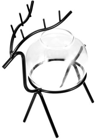 MERRYHAPY Vase Hydroponique Verre avec Support Métallique Élégant pour Plantes Vertes et Fleurs Décoration Moderne pour Salon Bureau et Maison