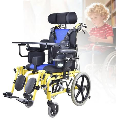 PA-DABAOO Fauteuil Roulant Pour Enfant Atteint De Paralysie Cérébrale, Fauteuil Roulant Pliant Entièrement Inclinable/Semi-Inclinable, Fauteuils Roulants Légers Pliants,Upgraded