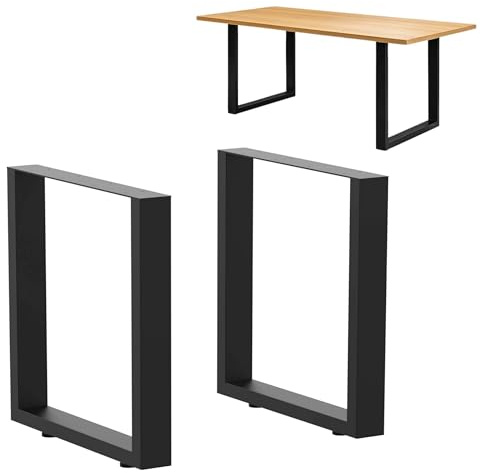 DanDiBo 2X Tischbeine Metall Schwarz 72 x 80 cm Tischgestell Höhenverstellbar 96660 Tischfüße Möbelfüße Tischkufen Esstisch Beine (72 x 80 cm)