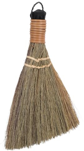 BESPORTBLE Escoba Pequeña de Paja Hecha a Mano para Escritorio, Cepillo de Limpieza Natural Portátil, Escobilla para Mesa y Teclado, Herramienta Rústica para Polvo, Limpieza Precisa