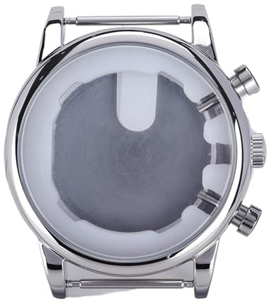 1 st Silver/Svart 43 mm polerade klockfodral 316L delar i rostfritt stål for JS25 rörelsetillbehör Vattentät 36,5 urtavla(Black)
