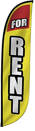 LookOurWay Feather Flag Banner - 12 Feet Tall Advertising Flags for Outside Business and Events Promotion - Swooper Flag Only - Real Estate Flags - For Rent (10M1200076)