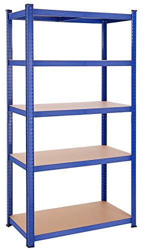 SONGMICS Scaffalatura a 5 Ripiani, Scaffale in Acciaio, Montaggio Rapido, Utensili, Strumenti in Garage, Magazzino, Ripostiglio, Portante 600 kg, 50 x 100 x 200 cm, Blu GLR050Q01