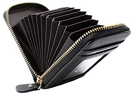 TIANLIN Kartenetui mit Münzfach Damen & Herren, RFID Schutz Leder Portemonnaie, Scheckkartenetui mit Reißverschluss, Kartenhalter für EC-Karten, Bargeld und Münzen, Unisex, Platz für 9 Karten