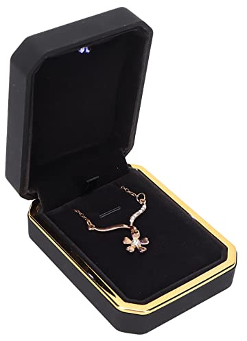 Lyxig hängande smyckesbox med LED-ljus, förvaringsfodral för halsband armband ringar, displayhållare för bröllopsförslag alla hjärtans dag